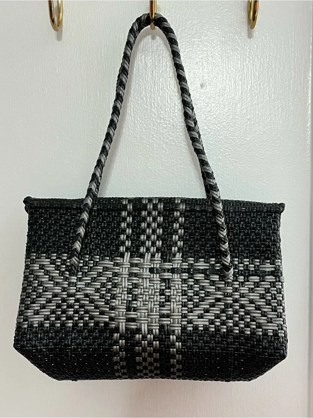Hand-Woven Mexican Plastic Flap Convertible Shoulder Bag